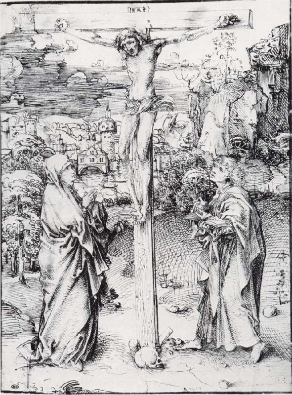 Albrecht Durer Christ on the Cross between the Virgin and St.John Germany oil painting art